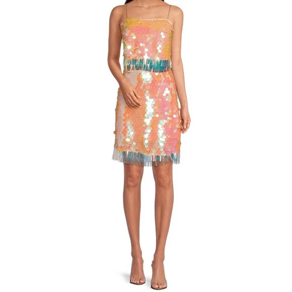 SET: Skies Are Blue Sequin Embellished Nude Skirt and Top